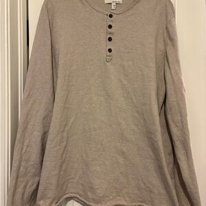 Men's Beige Long Sleeve Henley Shirt